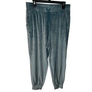 Victorias Secret Pants Womens Sz L On Point Teal Velour track Joggers Ribbed New